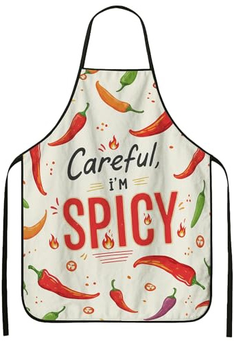 Grembiule da cucina con peperoncini piccanti, per adulti, divertente, per barbecue, giardinaggio, chef, lavoro, Rosso, 24x31 Inch