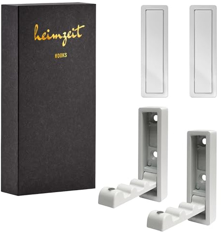 heimzeit Ganci Appendiabiti Edge Pieghevoli da Avvitare 4 Pezzi in Bianco, Appendiabiti da Parete per Guardaroba, Giacca, Asciugamano, Zaino e Vestiti, Design Moderno, Ganci in Metallo da Forare