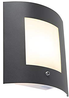 Qazqa - Outdoor Modern Wall Lamp I Wall Light Dark Grey IP44 with Twilight Switch - Emmerald 1 Garden- - Modern - Suitable for LED E27 | 1 Light - Stainless Steel Security Light - Suitable for