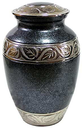 eSplanade Urne de crémation en Laiton Blanc Urnes commémoratives | Urnes en Laiton | Urne en métal | Urne funéraire | Urne commémorative (Noir)