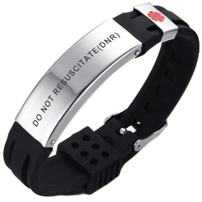 PJ JEWELLERY DNR Silikon Komfort Sport Armband Notfall Medical Alert ID Armband für Männer Frauen Kid Boy
