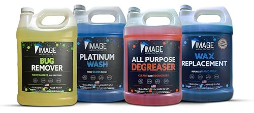 Image Wash Products Truckers Choice 4 Gallon Kit - All Purpose Degreaser, Bug Remover, Platinum Wash foaming soap, Wax Replacement (Foam-On/Rinse-Off Coating)