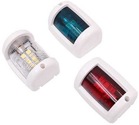 Tiardey 12V Mini LED Navigation Light Lamp LED Signal Lamp For Boat Yacht Mini Starboard/Port Navigation Light -Red,White,Green,Three Colors