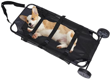 Kathring Animal Stretcher, 250 lb Capacity Pet Trolley with 2 Noiseless Wheels, Veterinary Cart Pet Transport for Cat,Dog & Other Small Animal
