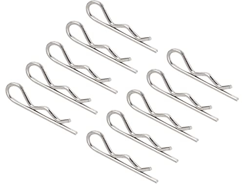 QUARKZMAN R Forme Ressort Clavette Clip Goupille x 50PCS Carbone Acier Fixation Assortiment Retenue Cheveux Pin pour Farm et Hitch Pin Lock System, [Argenté, 1.5mm x 33mm]