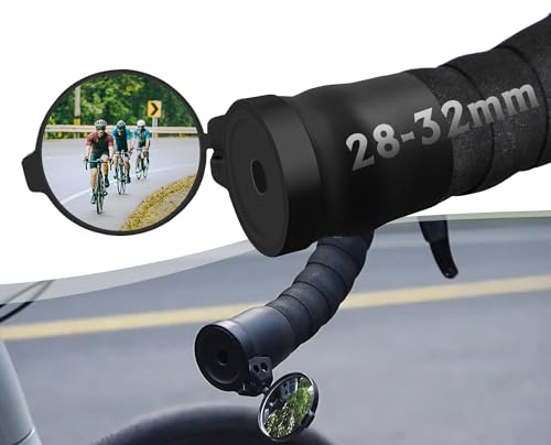 Arkham Specchio da bicicletta per manubrio, mini specchietto retrovisore pieghevole, manicotto di fissaggio in gomma per manubrio, specchietto retrovisore girevole a 360°, universale, per bici da