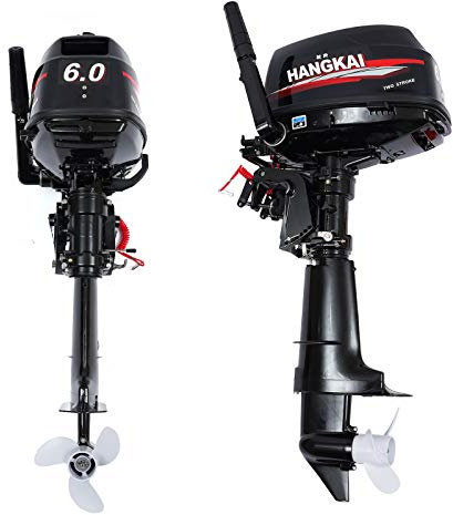 Outboard Motor 2 Stroke 6 HP Engine 4400W Water Cooling CDI System for Fishing Boats, Dinghies, and Inflatable Boats