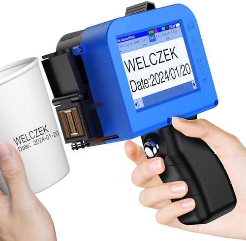 WELCZEK MP10 Mini Impresora de Mano con Cartucho de Tinta de Secado Rápido, para Fecha/Logotipo/Código QR/Número de Lote Impresora de Inyección de Tinta Portátil de Mano