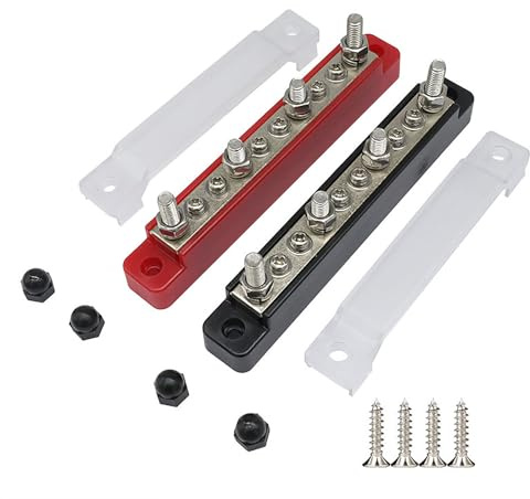 TOOSOAR 2 Pezzi Sbarra di distribuzione,Blocco di Distribuzione Alimentazione 12V-48V,per Auto, Marina, Caravan, Camper