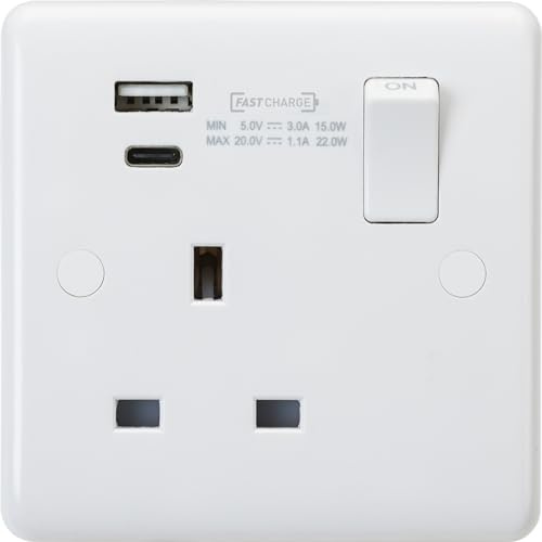 Knightsbridge 13A 1G DP Switched Socket with Dual USB A+C (20V DC 1.1A) Max. 22W