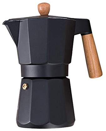 OQHAIR Caffettiera Moka Caffettiera Cotta a Mano Caffettiera Espresso per Uso Domestico Set Elettrodomestici Piano Cottura Caffettiere (Colore : Nero, Dimensioni : 3 Tazza) (Black 3 Cup)