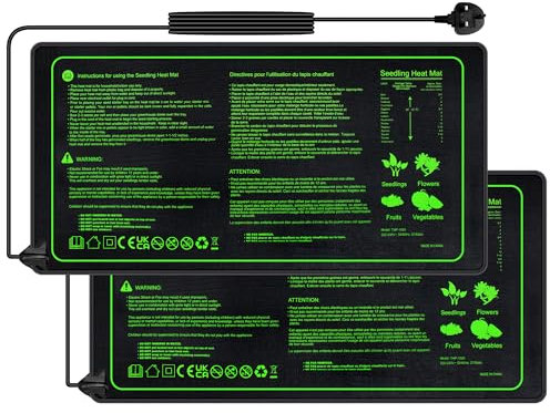 Hyindoor 2 Pack Seedling Heat Mat Heated Propagator Durable Waterproof Seedling Heating Pad for Winter Hydroponic Indoor Seedling Germination 10.63x 21.26