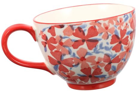 Cabilock Großer Keramischer Milchbecher Mit Blütenmuster Mikrowellengeeignet Für Getränke Wie Tee Kaffee Wasser Oder Für Zuhause Und Büro