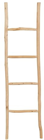 Biscottini Escabeau porte-serviettes de bain 130 x 4 x 33 cm - Escalier décoratif en bois - Escalier porte-serviettes - Escalier en bois porte-serviettes mural en métal, Bambu