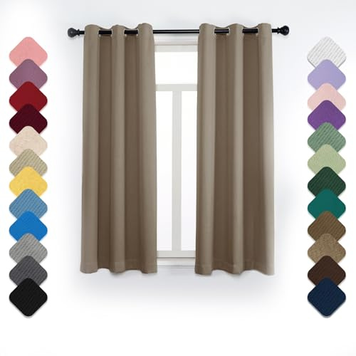 Tenda oscurante, 1 pannello con anelli, 200 x 260 cm (larghezza x altezza), isolamento termico, divisorio, fonoassorbente, beige chiaro, perfetta per privacy ed efficienza energetica