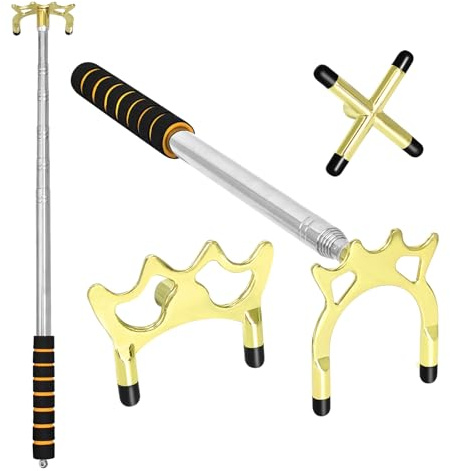 Naissgo Telescopic Snooker Cue Stick Bridge, Extension Billiard Cue Bridge with 3 Removable Brass Bridge Heads, Retractable Pool Rest Stick with 23.8-65.6’’, Pool Accessories for Game, Competition