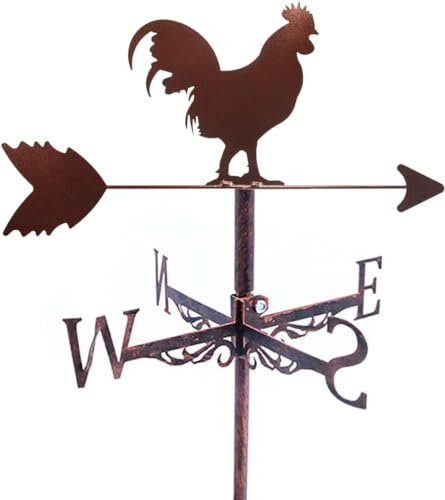 Veleta de Metal con Forma de Gallo Retro, indicador de dirección del Viento, para Exteriores, para cobertizos, Patios de Hierro, techos, graneros, decoración.