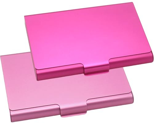 Scatola per biglietti da visita, set da 2 pezzi di custodie per biglietti da visita in lega di alluminio anodizzato in 2 colori, scatola organizer compatta, portatile, liscia e robusta per donne e