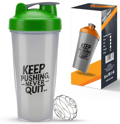 Roe Tenpo Protein Shaker Bottle 600ml, BPA-Free, Wide Mouth Protein Shake Bottle with Wire Mixing Ball, Leakproof & Dishwasher Safe Gym Shaker for Gym, Pre-Workout & Fitness (Black & Green)