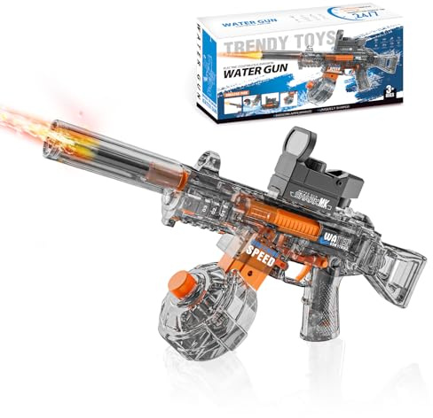 UROINT Pistola Ad Acqua Elettrica Per Bambini, Fucile Ad Acqua Automatica Con Gittata Fino 10M, Electric Water Gun luce LED giocattoli regali per adulti ragazzi ragazze (UMP45 Nero)