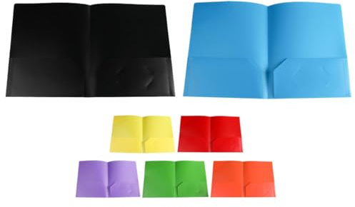 SUPVOX Lot de 7 Porte-documents Plastique à Double Poche, Dossier de Fichiers de Bureau Multicolore, Résistant à L’eau la Décoloration, Pochette pour Cartes de Visite, Organiseur