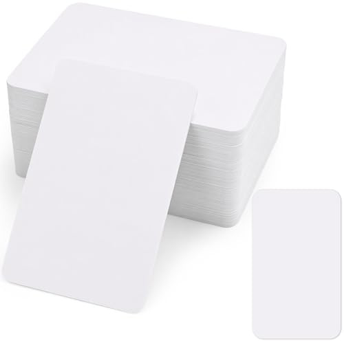 150 Pcs Blank White Business Cards, 8.8 x 5.2 cm Small Flash Cards and Index Card for Revision, Study Notes, Memory, Message Writing, Gift Tags, DIY Crafts