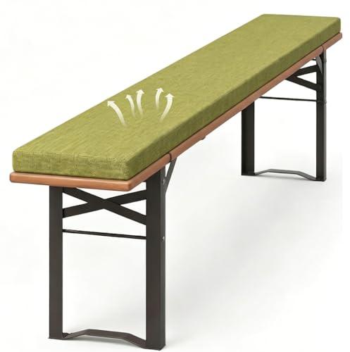 Generico Cuscini Per Panche Da Birreria Con Fodera, Spessore 4 Cm Cuscini Imbottiti Per Set Da Birreria Interni/Esterni Fondo Antiscivolo Fodera Lavabile Con Cerniera,Grass green,170x25x4cm