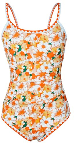 AOOWU Maillot de Bain Une Pièce pour Fille, Séchage rapide Maillot de Bain Sportif avec ajustable Bretelles, Confortable Plage Maillot de Bain, Vêtements de Bain athlétiques pour Enfants de 7 à 12 Ans