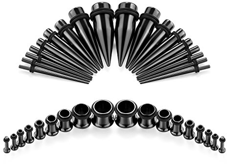 Funseedrr 36er Ohr Dehnstäbe Set Edelstahl Ohr Taper Tunnel Plug Expander Piercing 1,6mm-10mm