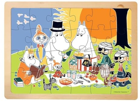 Barbo Toys - Picnic Rompecabezas de Madera de Moomin - 24 Piezas- Niños a Partir de 3 años - Puzzle de Marco de Madera - Puzles niños 3 años - Juguetes niños 3 años - Ilustraciones Moomin Valley