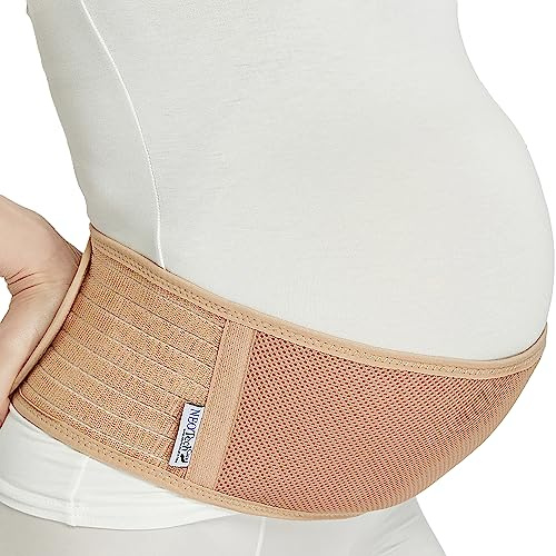 NEOtech Care - Fascia Maternità Regolabile - Fascia per Pancione, Fascia Premaman, Supporto per la Pancia in Gravidanza, Leggera e Traspirante per Donne Incinte (Beige, Taglia XL)