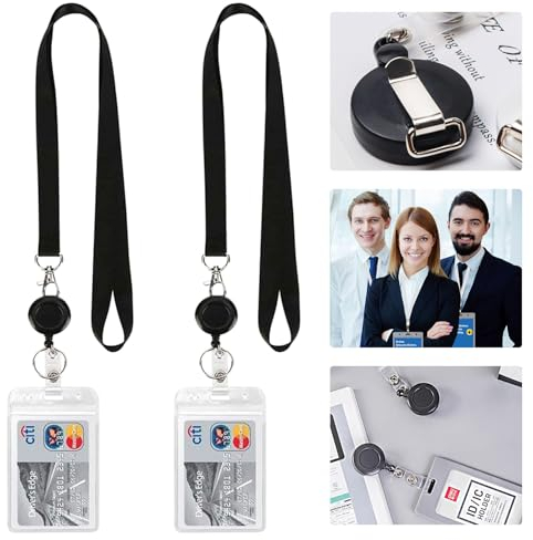 Ausweishalter Schlüsselband Kartenhalter Schlüsselanhänger Ausziehbar Ausweishülle Krankenschwester Id Card Holder Ausweis Jojo Kartenhülle mit Band Zugband, 2 Stück