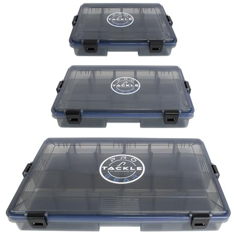 Köderbox Pro Tackle Lure Box Shallow Köderbox Kunstköderbox Tacklebox Angelbox zum Angeln, grau, wasserdicht verschiedene Größen (3er Set (S + M + L))