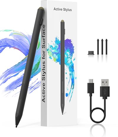 Surface Pen für Microsoft Surface Pro 11/10/9/8/7 - Surface Go 2/Go 3 Stift mit 4096 Druckempfindlichkeit & Palm Rejection, USB-C-Schnellladung Magnetische Stylus Stift(3* austauschbare Spitzen)