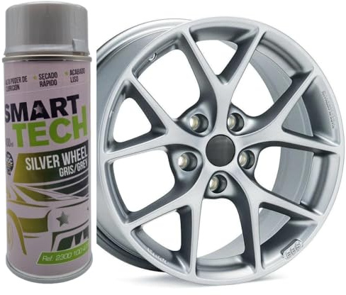Smart Tech Pintura en Spray para LLantas de Aluminio LLantas de Aleación y Chapa color Plata RAL9240 400ml