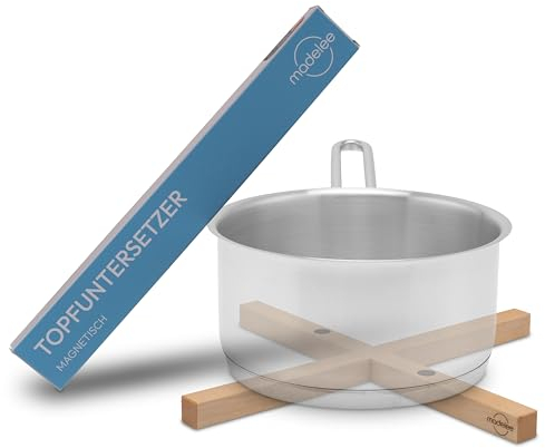 madelee Untersetzer magnetisch für Topf und Pfanne aus Massivholz - 25cm Massivholz Topfuntersetzer teilbar & hitzebeständig - Magnet Untersetzer Made in Germany (Ahorn)