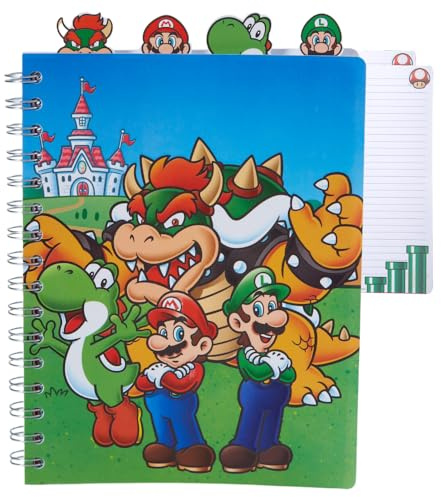 Innovative Designs Super Mario Bros Tab Journal Notebook, Spiral Bound, 96 Lined Pages, 8 x 7 inches