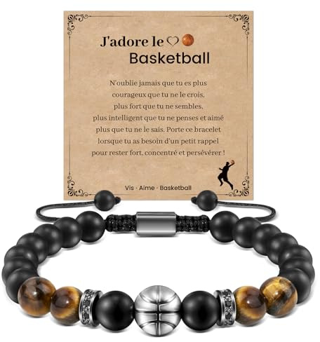 CheersLife Bracelets Basket Ball, Bracelet Joueur Basketball Accessoires Bijoux Paris Sport Souvenirs pour les fans pour Hommes Adolescents,Cadeaux D'anniversaire Retour à l'école Noël