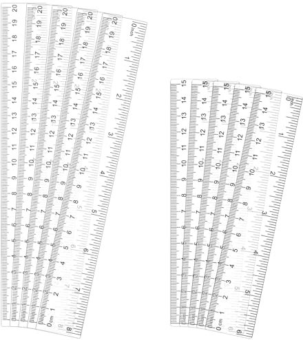 Piriuuo 10 Stück Kunststoff Lineal, Transparente Lineale 15cm, 20cm Gerades Lineal Bruchsicheres Durchsichtiges Kunststofflineal Metrische Lineale für Schule, Büro, Zuhause Messwerkzeug
