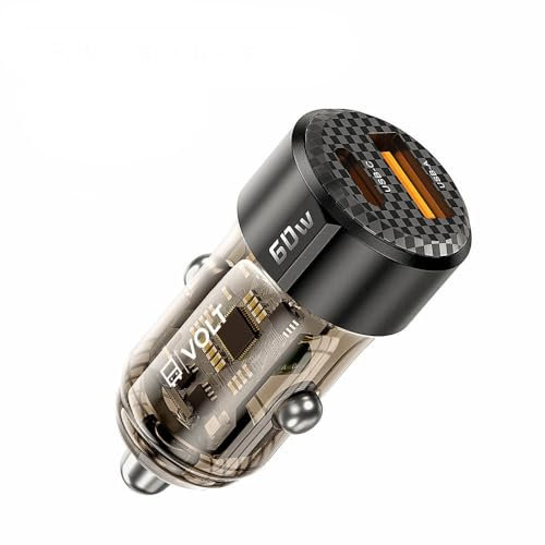 Volt Car Charger Adapter,12V USB Socket,60W car phone adapter PD&QC3.0 fast charging adapter, Cigarette Lighter USB Charger for iPhone16 Pro max Samsung S25 Ultra Car Accessories