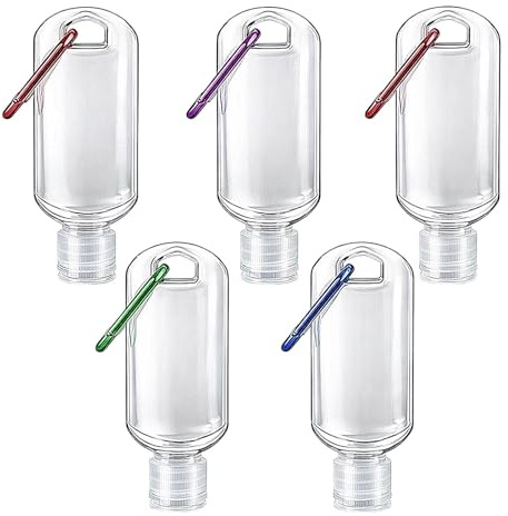 5pcs 50ml Leakproof Travel Bottles Set - Clear TSA-Compliant Toiletry Containers with Hooks for Hand Sanitizer, Liquids & Cosmetics, Portable Storage Solution