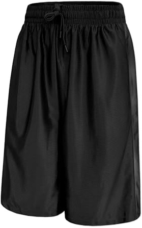 Eurenxu Mens Long Sports Shorts Retro Basketball Shorts (L,Black)