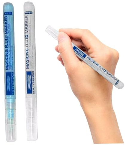 2 piezas de bolígrafo enmallado, líquido de enmascaramiento blanco/azul, fluido de enmascaramiento de 0.7 mm para pintura de acuarela, líquido de enmascaramiento de líquido liso, líquido de enmascara