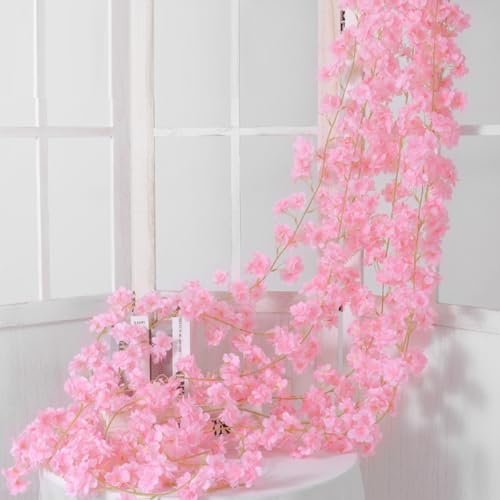 KARLOR 3 guirnaldas de flores artificiales, 1,8 m, 135 cabezas de flores, rosas artificiales, guirnalda de flores artificiales para colgar, plástico, flores de primavera, decoración del hogar