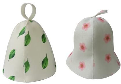 2 PCS Sauna Hat, Felted Sauna Cap for Women and Men, Breathable Steam Bath Hat, Sauna Accessories for Home Use, Reusable Sauna Cap, The Group Enjoying Saunas, Leaf and Flower Desig Multicolour