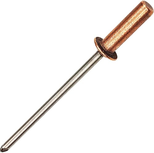 Rivetti ciechi con estremità chiusa, 50 pezzi, Ø 3,2 x 6,5 mm, testa a cupola in rame con mandrino in acciaio inossidabile, rivetti pop sigillati