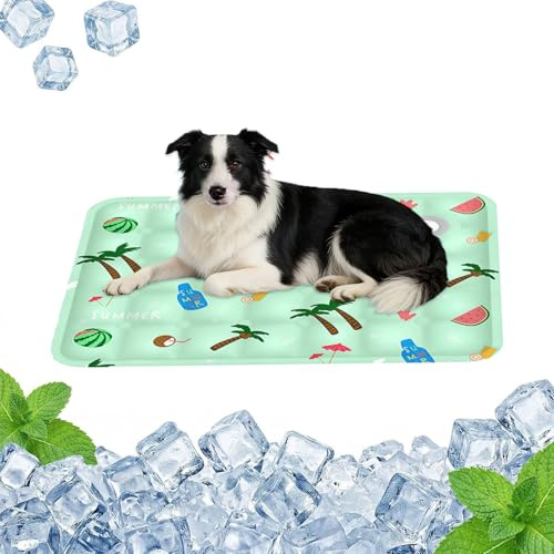 Quintrost Alfombra Refrescante para Perro Gato, Inyección de Agua Manta Refrigerante para Animales, Plegable Alfombrilla de Refrigeración Automática Esterilla de Gel de Dormir Suave - 60 * 90CM