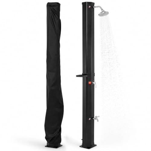 HOMASIS 227 cm Ducha Solar Exterior de 60 L (Negro)