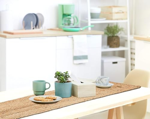 Jute Reversible Table Runner | Stylish 4-6 Seater Center Mat for Dining Table, Parties, Events | Hand Braided | Natural fibers | Decorative, Farmhouse, Rustic, Vintage| 13 x 36 Inches | Beige