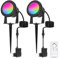 Gartenbeleuchtung,Richsing 15W RGB Gartenleuchte LED mit Erdspieß,IP67 Wasserdicht Smart Spot Dimmbar,2PCS Gartenstrahler mit Bluetooth App, Gartenlampe Kabel Stecker, Strahler Außen12V